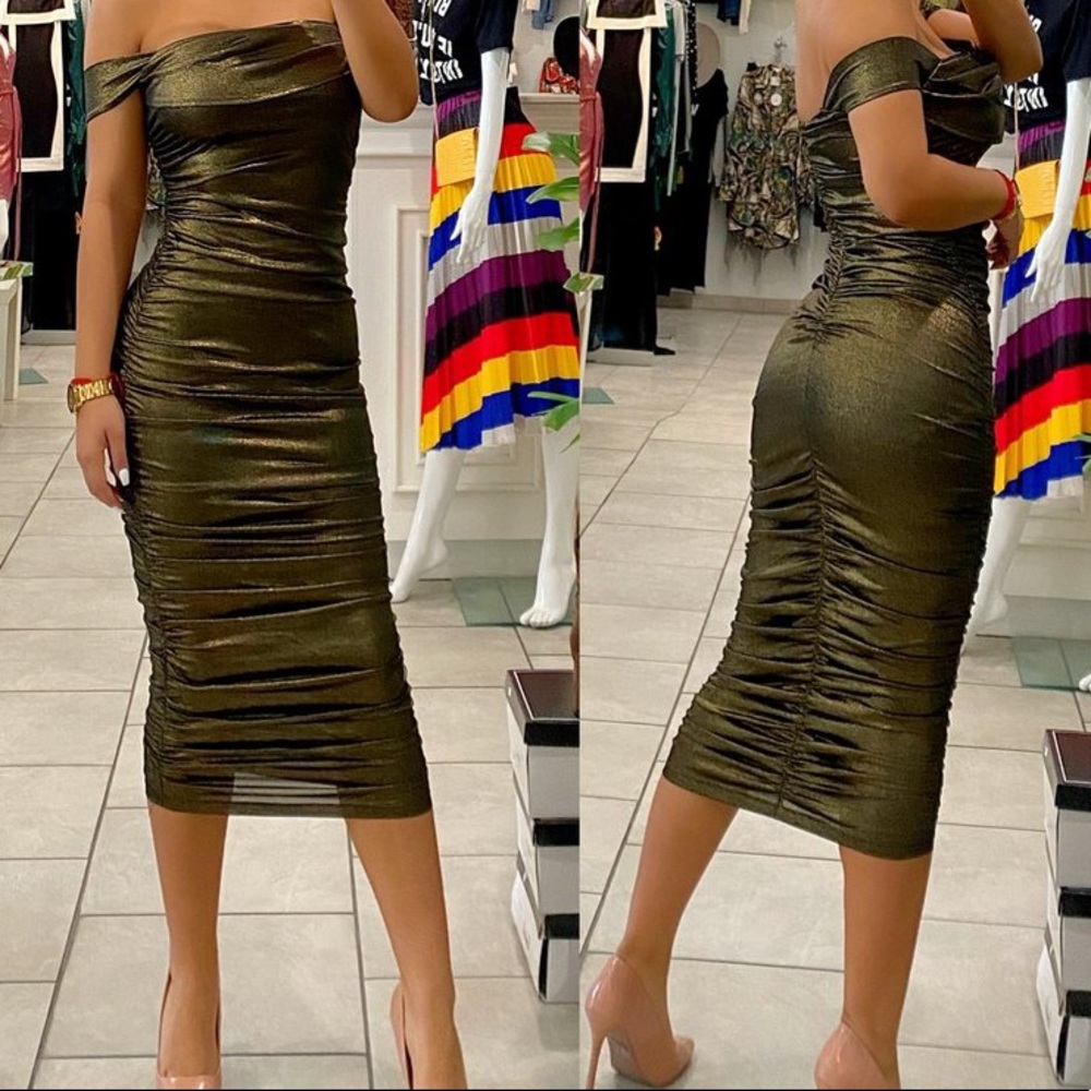 Gold lame dress - form fitting